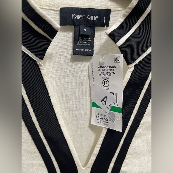 Karen Kane St Tropez Mango Tango Black and White Tunic NWT S - Picture 4 of 6
